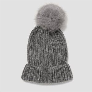 ZARA Grey Knit Pom Pom Beanie